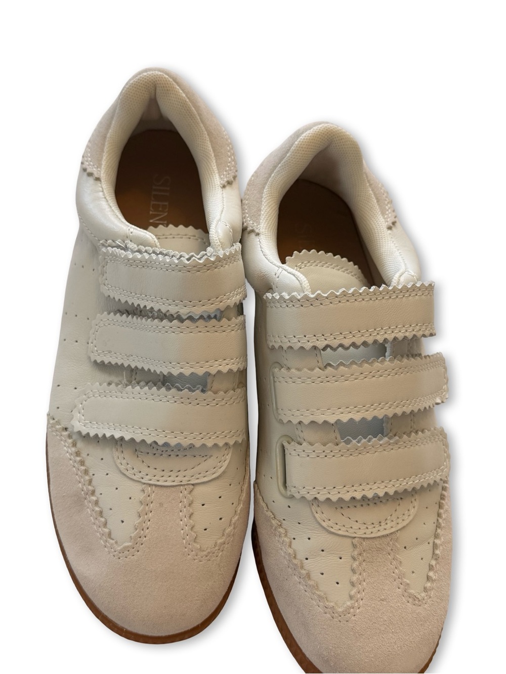 White Velcro Sneakers with Gum Sole - Picture 2 of 3
